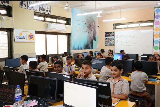 Students engaged in Sneh Asha Future Lab learning digital and life skills